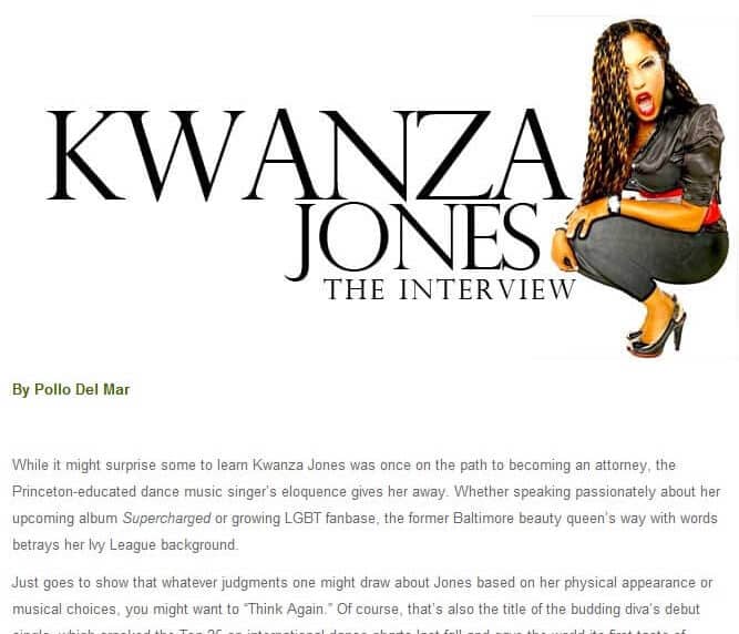 Kwanza Jones feature Guide To Gay