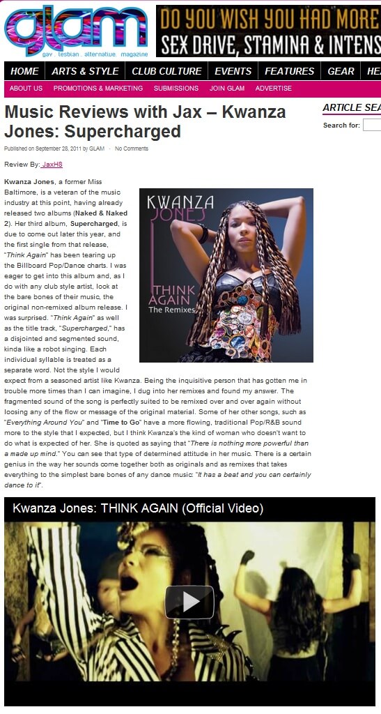 Kwanza Jones feature GLAM Magazine