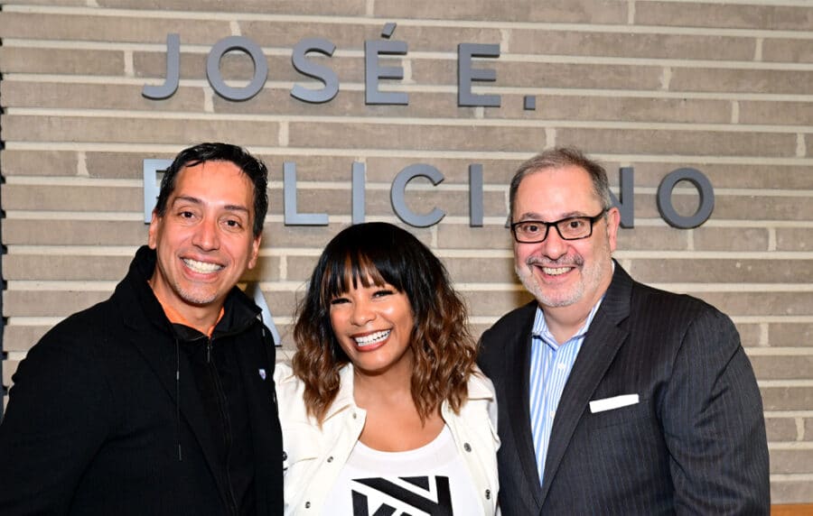 Kwanza Jones, José E. Feliciano and Rev. Luis Cortés at the dedication of Kwanza Jones Hall & José E. Feliciano Hall at Princeton University on May 05, 2023, in Princeton, New Jersey. (Photo: By Lisa Lake/Getty Images for the Kwanza Jones & José E. Feliciano Initiative)